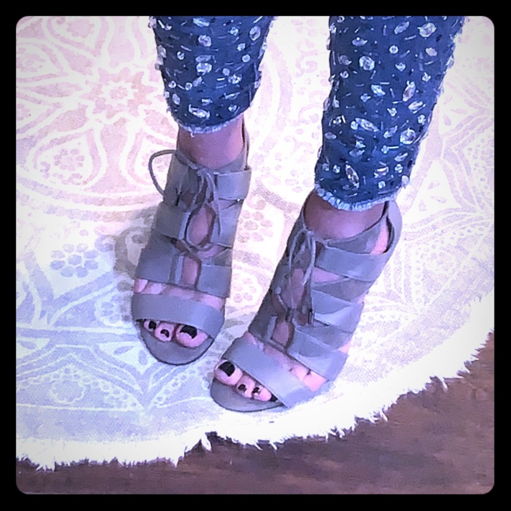 Nine West Grey lace up heels